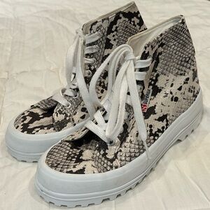 Superga Hi Top Snakeskin Sneakers